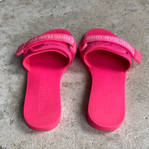 Dior Bright Pink Slide Sandals - Picture 5 of 16